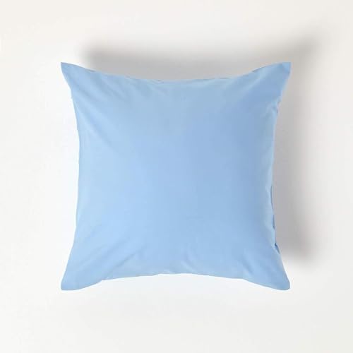 Homescapes 2er-Set Perkal Kissenbezug 40x40 cm blau, Kissenhülle mit Reißverschluss, 100% ägyptische Baumwolle, Fadendichte 200 – Ansicht 1