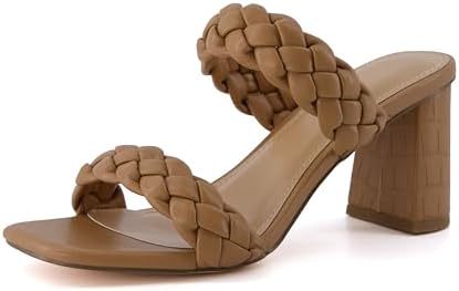 CUSHIONAIRE Irine Chunky Heels for Women, Braided Block Heel Sand...