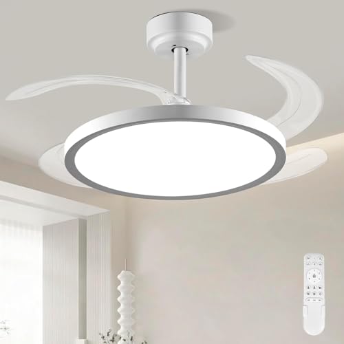 Image of oltao Zyro Slim Retractable Ceiling Fan with BLDC Motor, 3 Colour LED Light, Summer /Winter Mode and Remote, 42 inch Sweep (2025 Model)