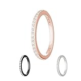 Treuheld® | Schmaler Ring aus 925 Sterling Silber | in Roségold mit Zirkonia - Kristallen | Ringgröße 62 | Breite 2mm | Damen | Vorsteckring