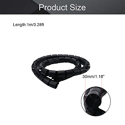 Othmro Spiral Cable Wrap Spiral Wire Wrap Cord for Computer Electrical Wire Organizer Sleeve(Dia 30MM-Length 1M Black) - Image 2