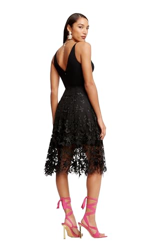 Image of Dress the Population Women's Darleen Sleeveless Plunging Neckline Fit and Flare Midi Dress