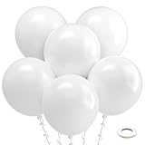 Bezente White Balloons 18 Inch - 30 Pack Large Thick White Balloons Big Round White Latex Balloons for Wedding Bridal Shower Anniversary Birthday Party Decorations