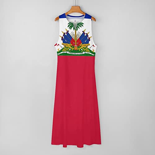 Image of TAIZIYEAH Long Dress Haiti Flag Women's Summer Casual Loose Dress Long Dress Short Sleeve for Girls Fashion Skirts 3XL