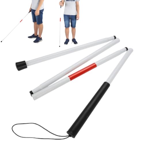 Canne Blanche Pliante en Aluminium, Bâton de Marche Pliable, Béquille de Canne réfléchissante Pliable Portable Guide Anti Choc Canne de Marche pour...