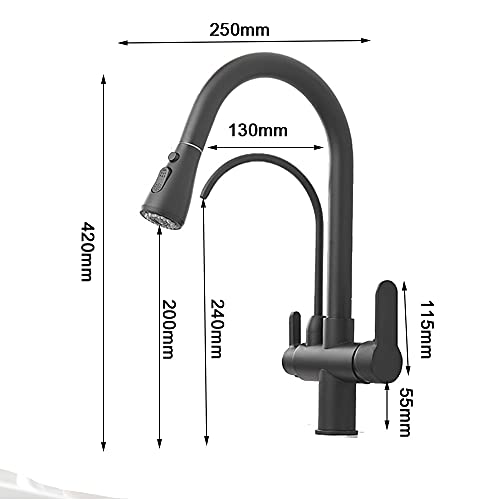 Robinet évier cuisine extractible or avec filtre eau pure pour ferme - 7