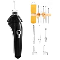 Robofun 2025 Neuheit Ohrenschmalz Sauger,Schmerzloses Wirksames Ohrenschmalz Entferner mit LED Lampe, Geräuscharm Ohrenreiniger mit Komplett‑Zubehörset für Familien, Schwarz