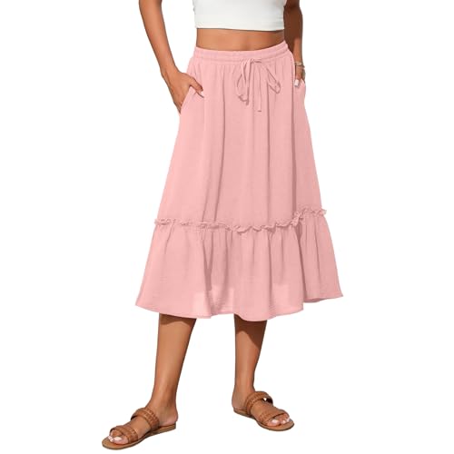 Image of Witsmile High Waist Tiered Skirts for Women Flowy Skirts for Women Long Length with Pockets 2026 Fashion Trendy