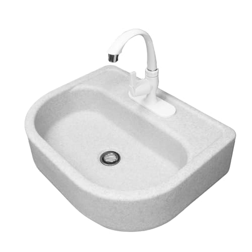 Fleximatic 2052 Lavabo color poligranito con llave de ABS, kit de instalación y céspol anti-olores