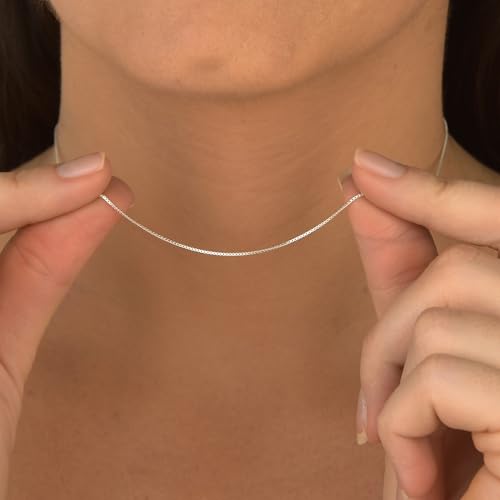 925 Sterling Silver & Gold over Sterling silver 0.6mm Italian Box Chain Strong Necklace for Women Available in 7 Lenghts4