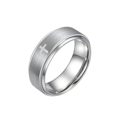 Bague à croix PAURO homme en acier inoxydable : le cadeau vintage idéal avec dôme brossé