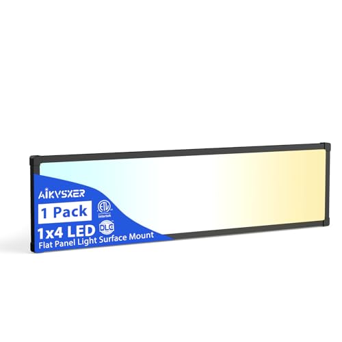 Image of AIKVSXER 1Pack 1x4 LED Flat Panel Light, 6500LM Ultra-Bright, 30-50W Black