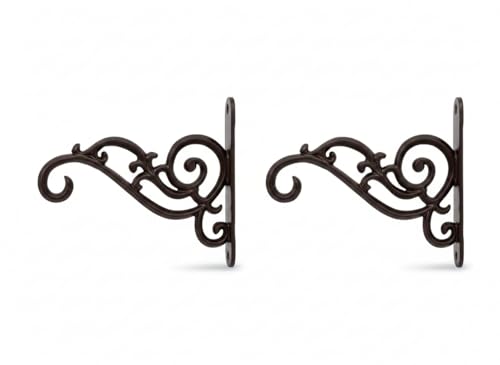 Image of GHAR DWAR Metal Wall Hook Hanging Plant Bracket Decorative Straight Plant Hanger for Pots, Bird Feeders, Planters, Lanterns, Macrame, Wind Chimes Indoor Outdoor (Pack of 2, Brown)