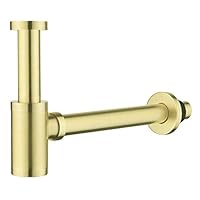 Sifone Lavandino Bagno Rotondo In Acciaio Inox - Design Antiodore Con Scarico A Parete (Oro Spazzolato) - Foto 4