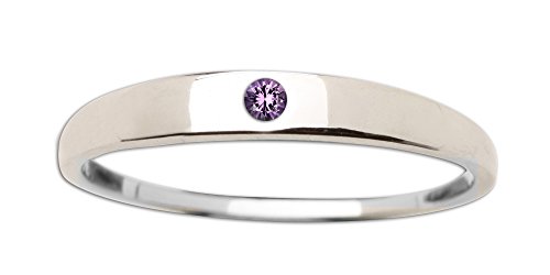 Sterling Silver Baby Ring with Amethyst, Pink Sapphire or White Sapphire in Classic Dainty Band