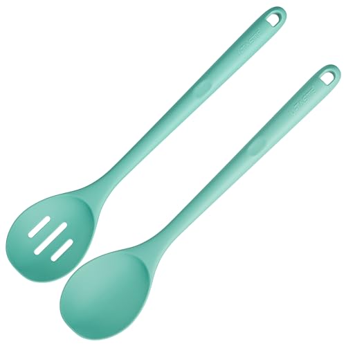 Image of U-Taste Silicone Spoons Set of 2, 13.3 inch Long Large Mixing Spoon, Aqua Sky