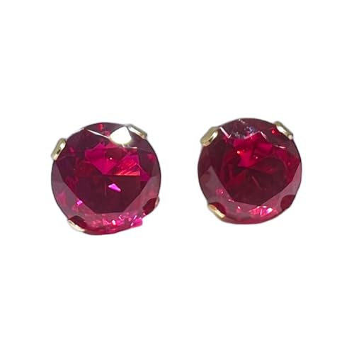 Boucles d'oreilles rondes en rubis naturel argent 925 femme LKSTD_0616