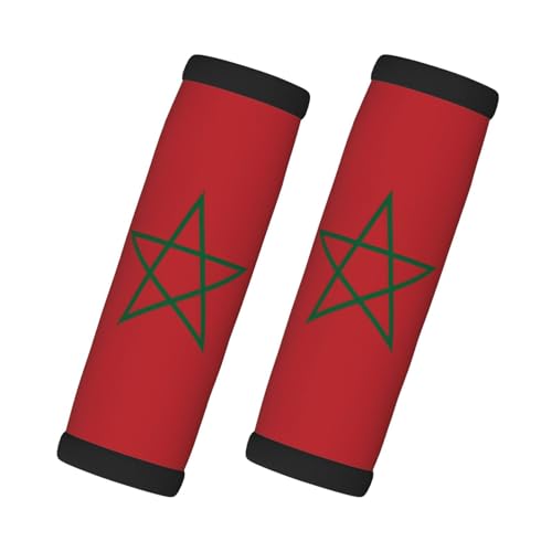 2 Pcs Luggage Handle Wraps, Flag of Morocco Print Grip Handle Cover/Travel Bag Identifier for Suitcase Accessories