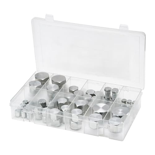 VEVOR 72 PCS JIC Hydraulic Fittings, Heavy Duty Master Industrial Hydraulic Cap and Plug, Hose Tube and Pipe Fitting Kit Cap and Plug Kit Precision Threading in 37° Dash Sizes 4 6 8 10 12 16