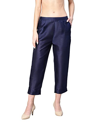Image of oxolloxo Women Soild Dupion Silk Elasticated Pant