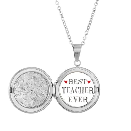 Collier médaillon Best Teacher Ever pour remercier une maîtresse d'école
