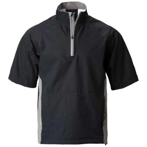 TGW Men's Waterproof Short Sleeve Golf Rain Shirt Jacket Pullover for Golfing Black Xl