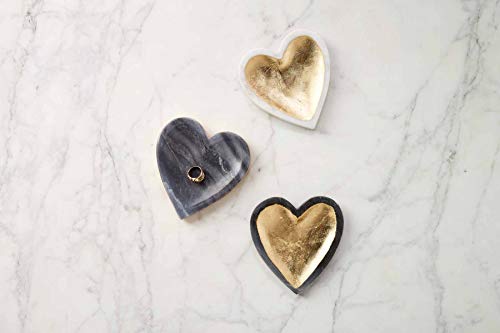 Plateau en marbre gris cœur avec bordure dorée 12,7 cm Mud Pie