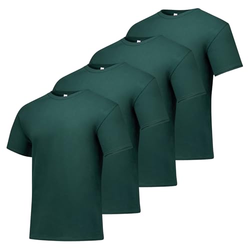 Hanes mens Essentials Short Sleeve T-shirt Value Pack (4-pack) athletic t shirts, Deep Forest, Large US