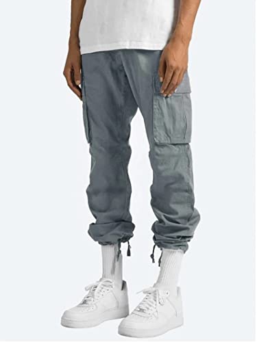 Cargo Pants for Men Drawstring Casual Hiking Pants Athletic Joggers Trousers Straight Running Trousers with Pockets3