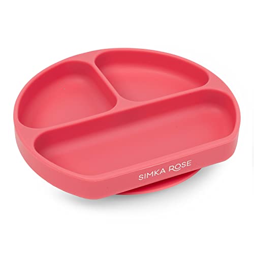 Image of Simka Rose Baby Suction Plates for Baby & Toddler Plates Silicone Plate Baby Baby Dishes- BPA Free Silicone Divided Design Microwave & Dishwasher Safe - Baby Led Weaning Supplies Utensils (Pack of 1)