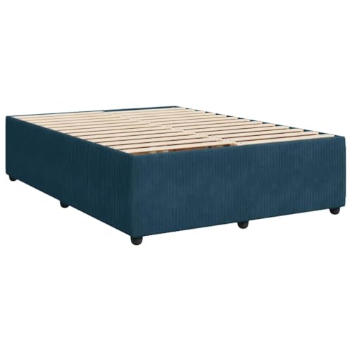 vidaXL Bettgestell, Polsterbett Bett für Schlafzimmer, Bettrahmen mit Lattenrost, Doppelbett Schlafzimmerbett, Blau 140x200cm Samt