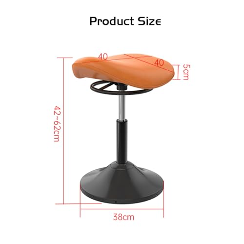 Image of Saddle Stool,Lift Wobble Stool Standing Chair with 360 Swivel, Tilting Balance Chair with Adjustable Height for Active Learning Sitting(Orange)