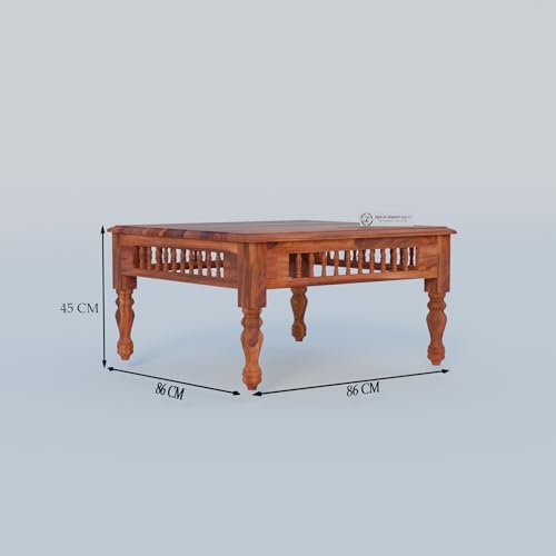 Image of Jangid Handicraft Solid Wood Coffee Table for Living Room | Wooden Center Table | Square Coffee Table | Tea Table for Sofa | Modern Sofa Table for Hall | Sheesham, Honey Finish