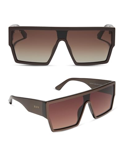 DIFF Electra Oversized Shield Sunglasses for Women | Truffle + Truffle Gradient | 100% UV Protection
