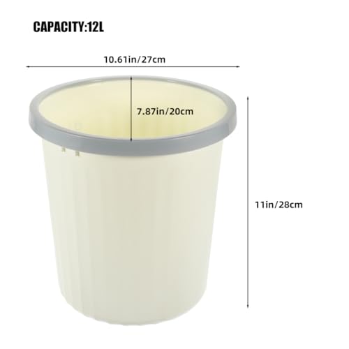 Caneca de basura beige de plástico de 12 litros sin tapa miniatura 2