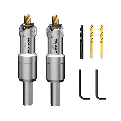 Mollom 5/8" (16mm) 2Pcs Heavy Duty Carbide Hole Saw with 3 Pilot bit