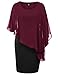 Hanna Nikole Damen Große Größen Cape Ärmel Bleistiftkleid Chiffon Brautjungfernkleid Weinrot + Schwarz L