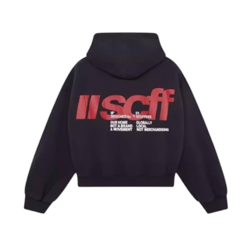 Genérico Sudaderas con Capucha para Hombres con Bolsillo Delantero Impreso Delantero y Trasero,502,Black,L