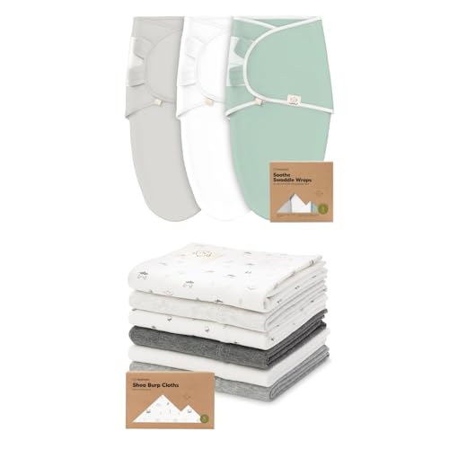 Image of KeaBabies 3-Pack Baby Swaddle Sleep Sacks and 6-Pack Baby Burp Cloths for Baby Boys and Girls - Organic Newborn Swaddle Sack - Large Baby Burp Cloths, Burping Cloths for Babies