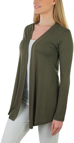 Image of ToBeInStyle Womens Open Front Long Sleeve Lightweight Asymmetrical Draped Cardigan with Side Pockets