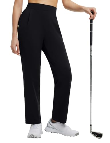 baleaf Women's 27'' Fleece Lined Pants Golf Winter Pockets High Waisted Thermal Cold Travel Work
