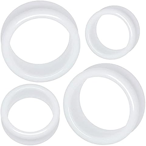 MoDTanOiz - Flesh tunnels 3/4 gauges 20mm ear gauges 0 00 tunnels gauges 00g 0g plugs ears women men silicone 3/4 inch gauge 3/4" 20mm, White Cover