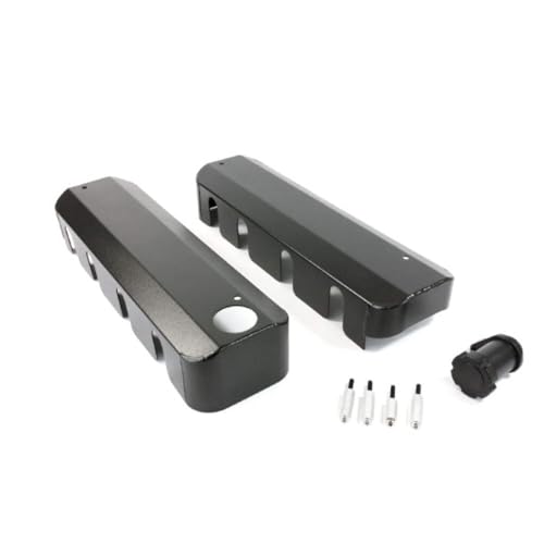 Top Street Performance Engine Coil Cover, Fabricated, Tall, Oil Fill Tube Included, Aluminum, Black Anodized, GM LS-Series, Pair