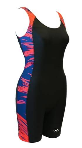 Adoretex Women's Sports Boyleg Unitard Swimsuits, Full Coverage Bathing Suit with Removable Soft Pads (FU006) - Black/Red - XL