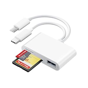 Lector de tarjetas SD para iPhone iPad Cámara con USB C, ranura para tarjetas dual USB 3.0 Lector de tarjetas de memoria compatible con tarjeta SD/TF Trail Cámara Visor de tarjetas SD Adaptador de