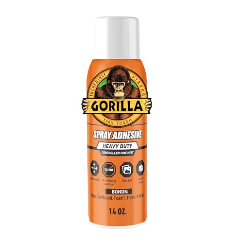 Gorilla Heavy Duty Spray Adhesive, Clear Glue, 14 Ounce...
