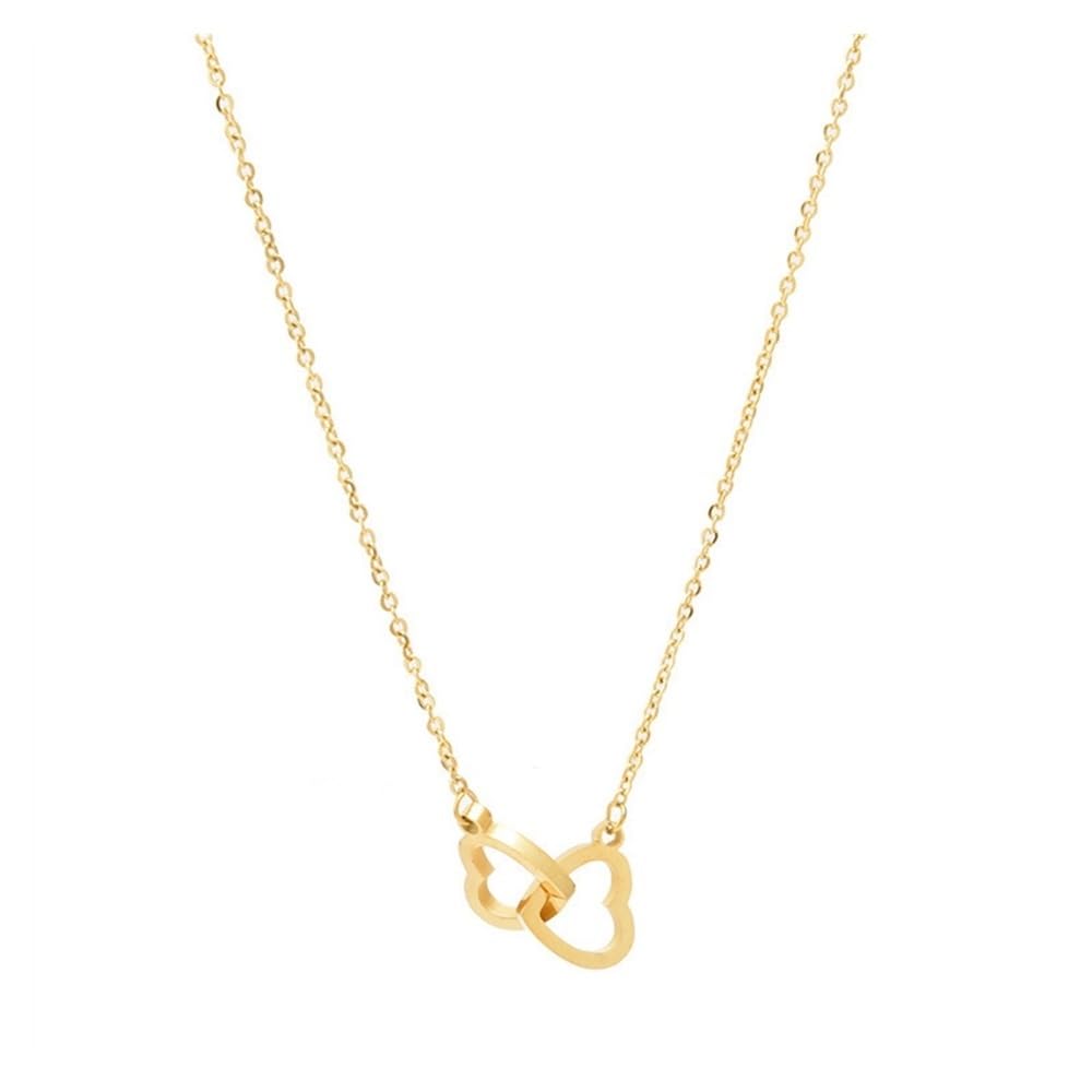 Collier double anneau or rose 18 carats | Chaîne de clavicule acier titane femme