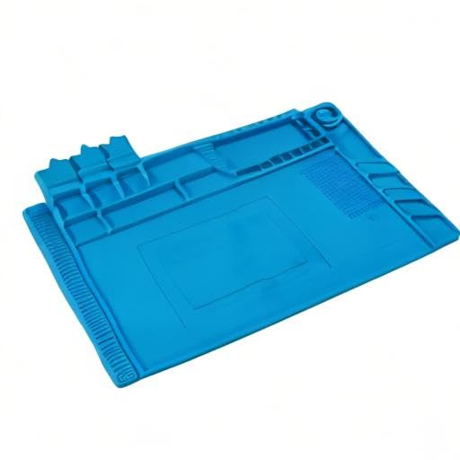 MMOBIEL Reparatur- und Lötmatte Silikon - 45 x 30 cm – Silikonmatte Hitzebeständig bis 500°C - Werkbankmatte für Lötarbeiten, Handy-, Computer- und Elektronikreparaturen - Silikon-Lötmatte – Blau