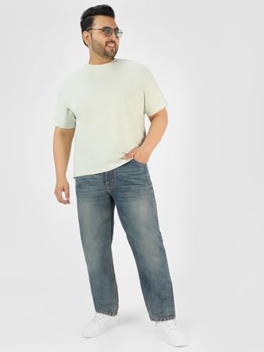 Image of Urbano Plus Men Mid Rise Regular Fit Washed Jeans Stretchable