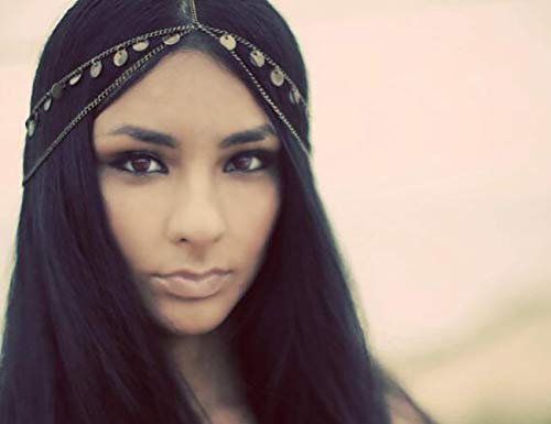 Chargances Women Halloween Head Chain Bohemian Gold Disc Multi-Layered Head Chain Headband Bridal Head Chain Wedding Headpiece Hair Jewelry Accessories for Bridal and Girls Hair Accessories for Women